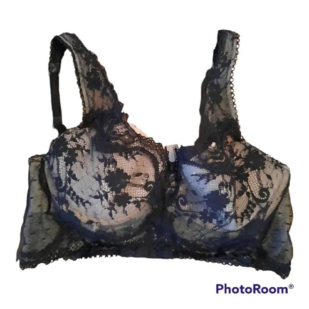 VICTORIA'S SECRET DREAM ANGELS LACE DOT MESH LONG LINE DEMI BRA